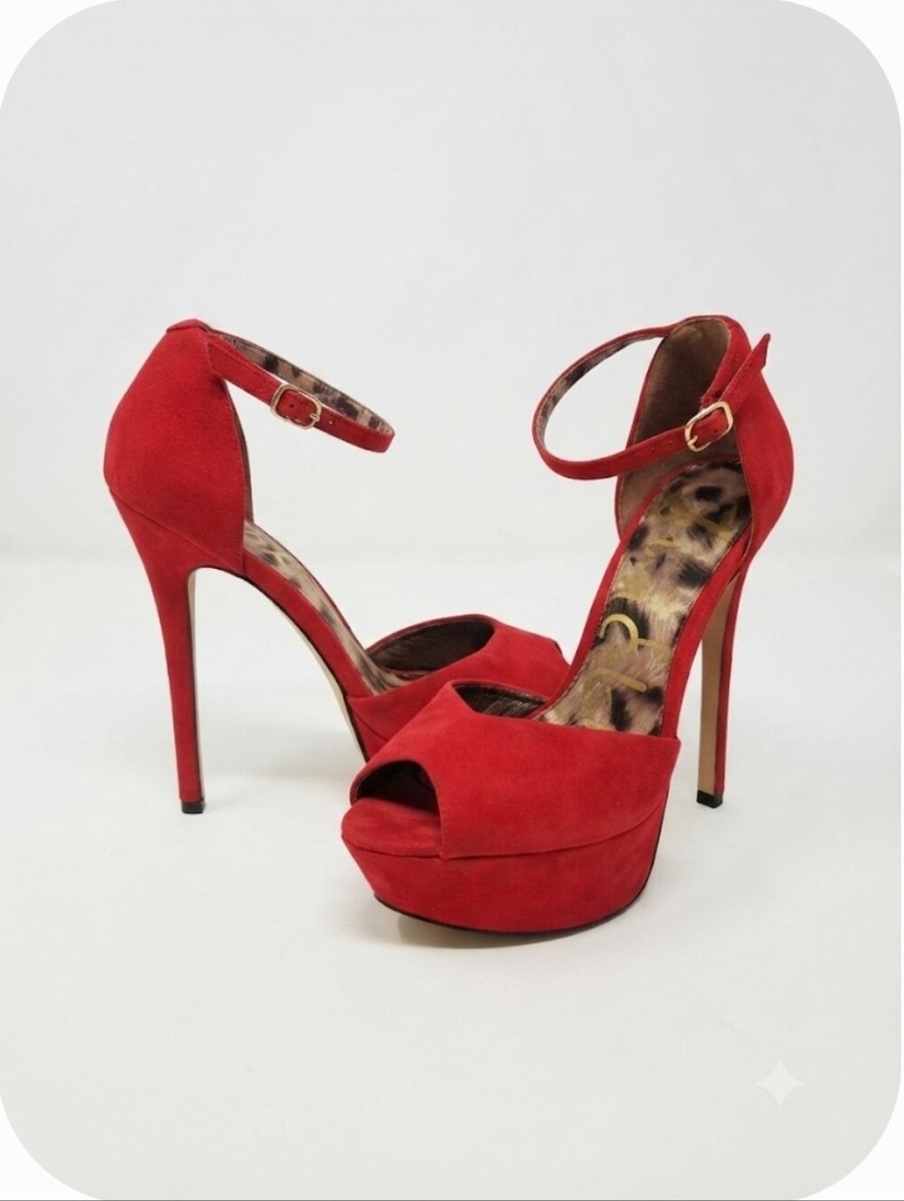 Sam Edelman Red Marina Ankle Steap Platform Stilletos 7.5